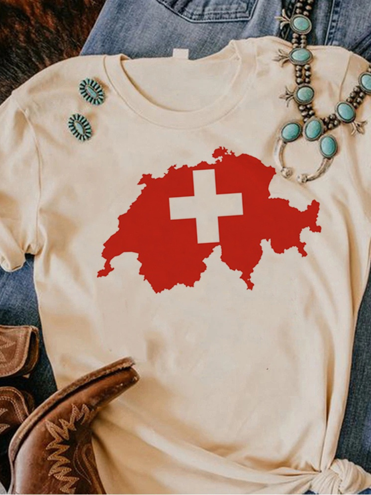 Camiseta Básica Unissex Switzerland Mapa Da Suiça