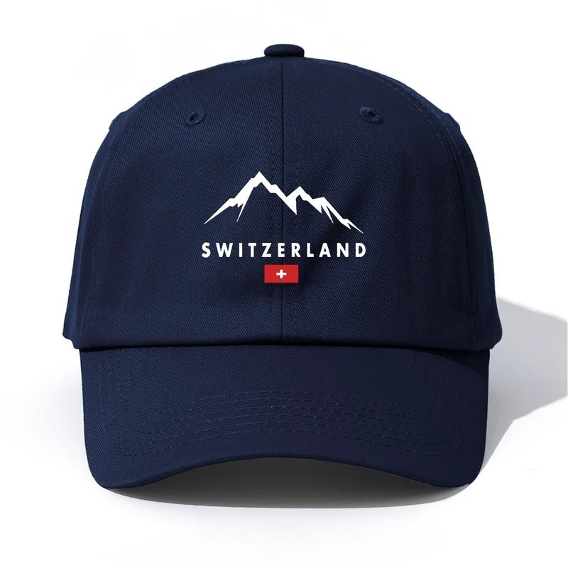 Boné De Beisebol Estampado SWITZERLAND Para Adultos , Chapéu De Pai Ajustável Casual Estilo Retrô Minimalista