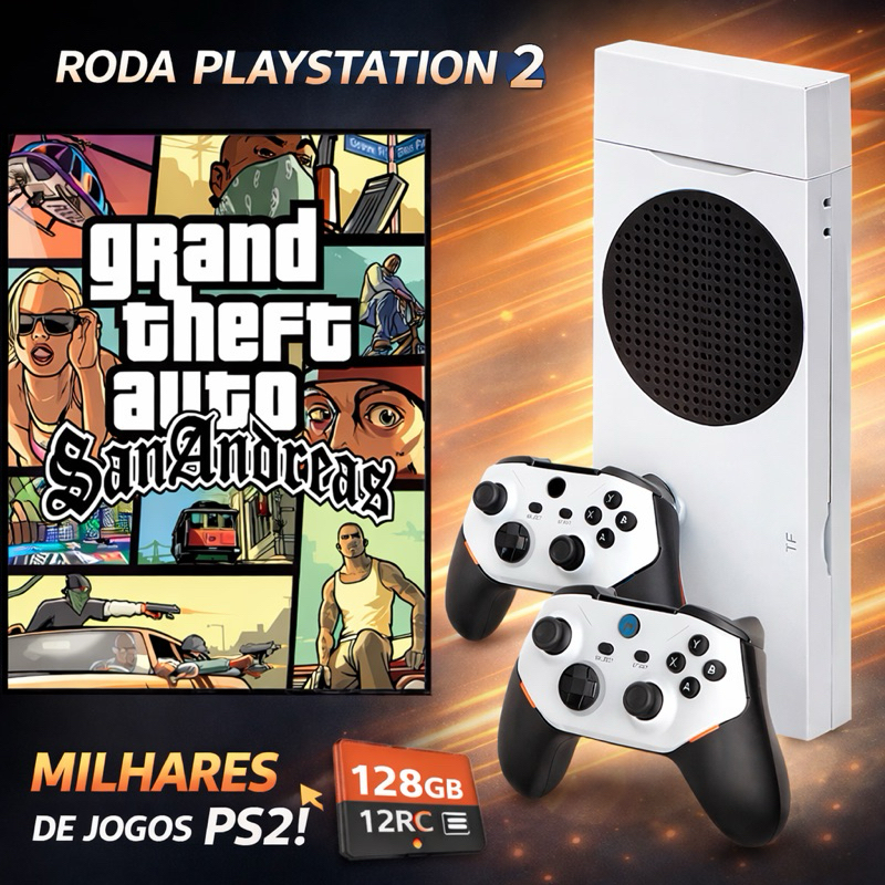 Console GameStick M88 Roda PS2 Com 2 Controles Wireless + Cartão 128GB Jogos
