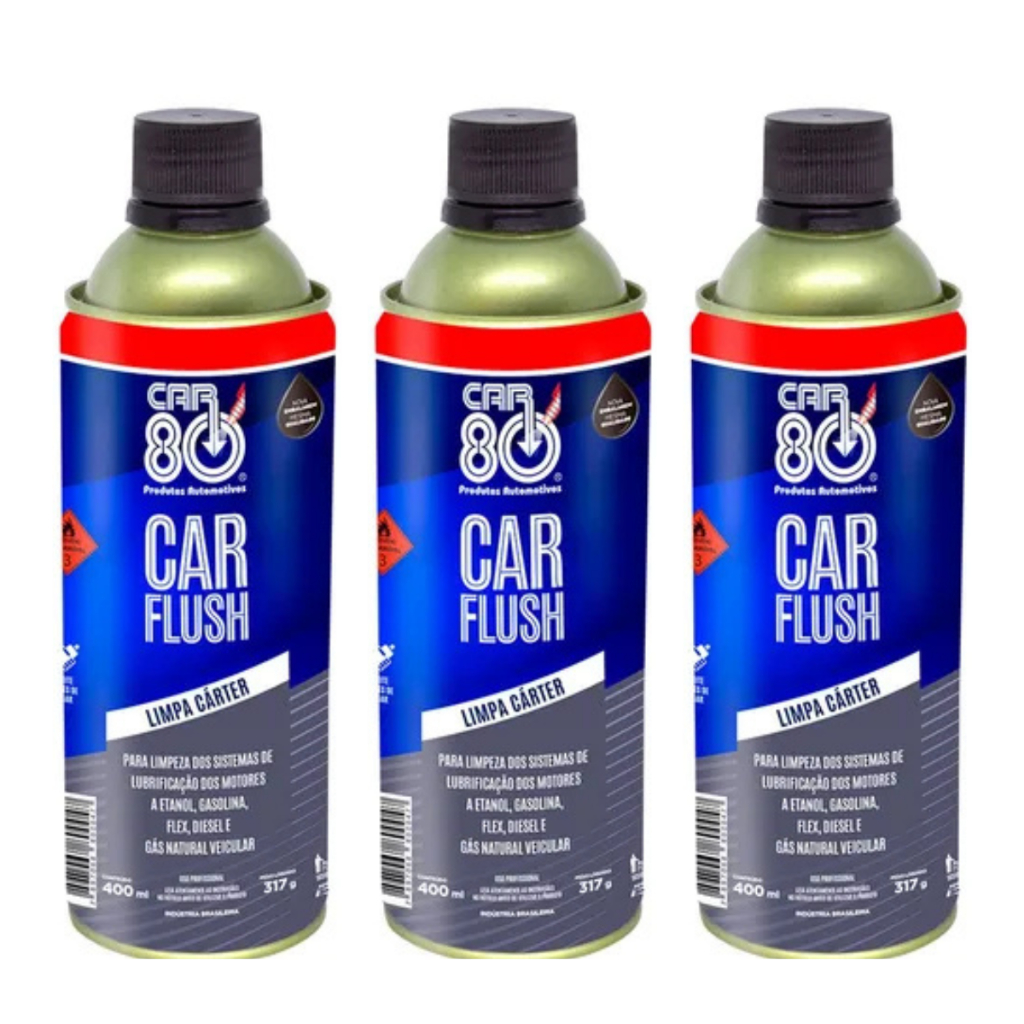 Kit 3 Car Flush Car 80 Limpeza Motor Pré Troca Óleo 400ml - Econômico Remove Borra