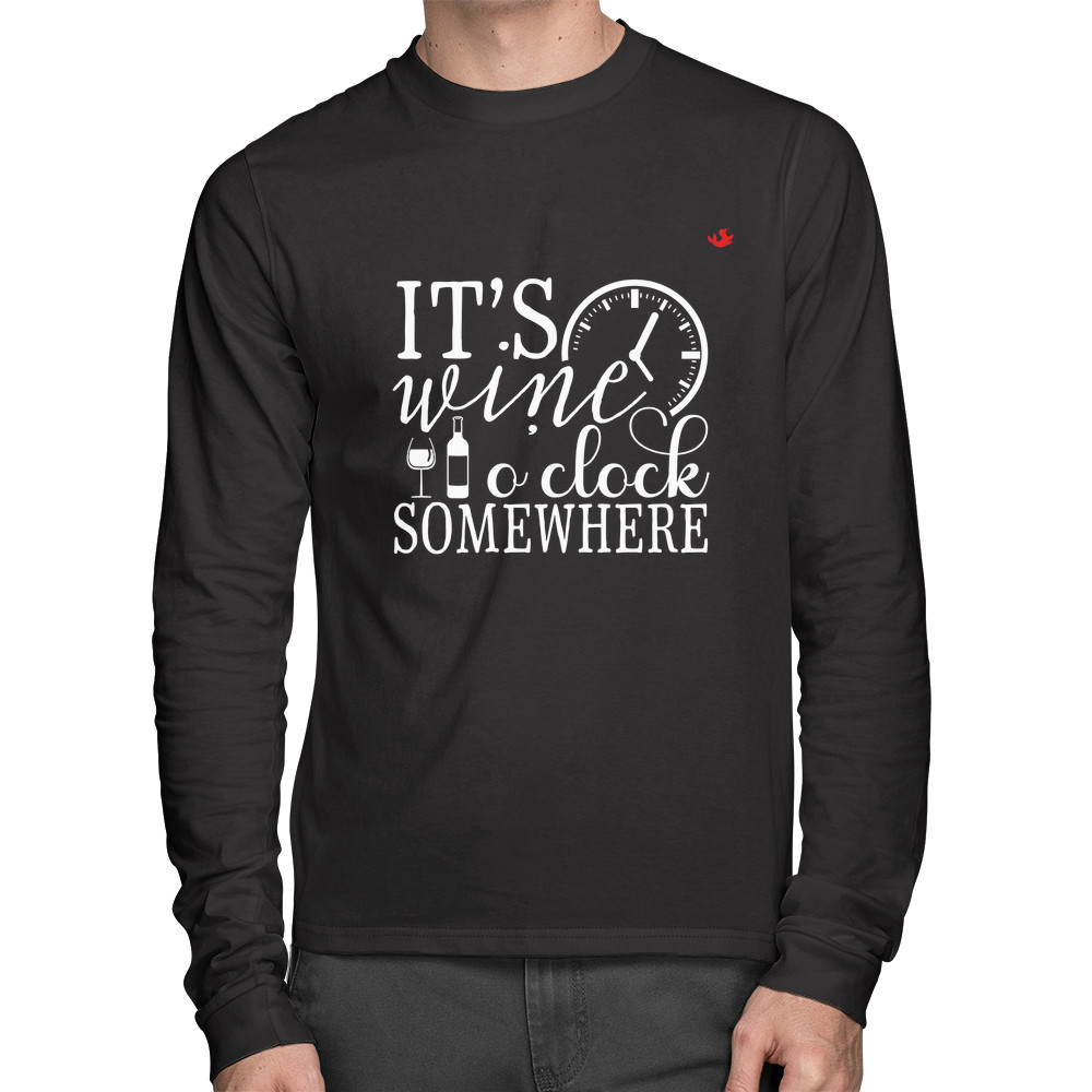 Camiseta Algodão It's wine o'clock somewhere Longa