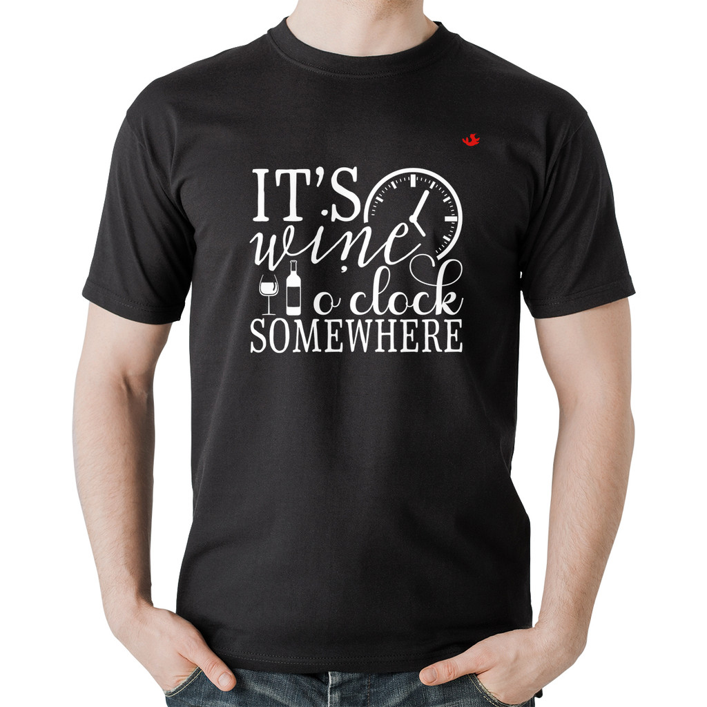 Camiseta Algodão It's wine o'clock somewhere Masculina