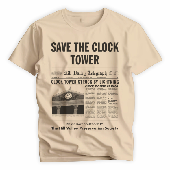 Camiseta Unissex Poliéster De Volta Para O Futuro Save The Clock Tower B407