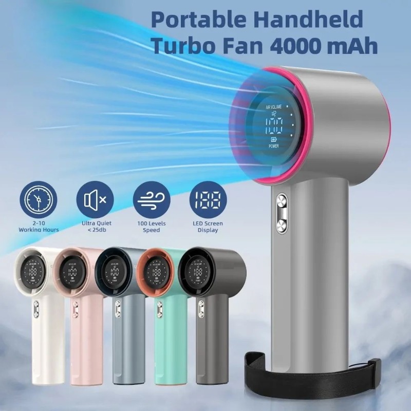 Ventilador Portátil Esquerda 4000 mAh Turbo Mini Recarregável Jato Elétrico Mão Forte GFS001