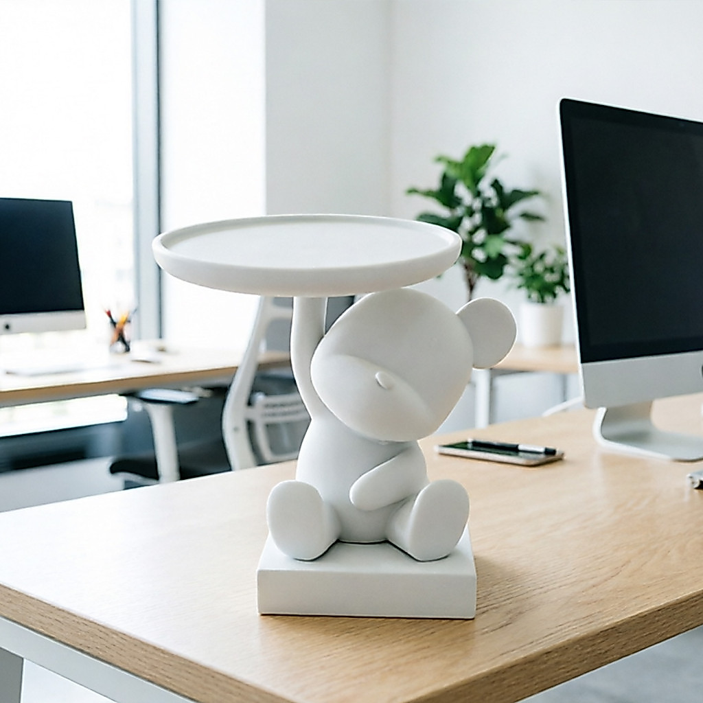 Polar Bear Storage Tray Home Decor Key Holder with Candy Dish – 3d Printed Cute Figurine for Entryway Table Cartoon fo