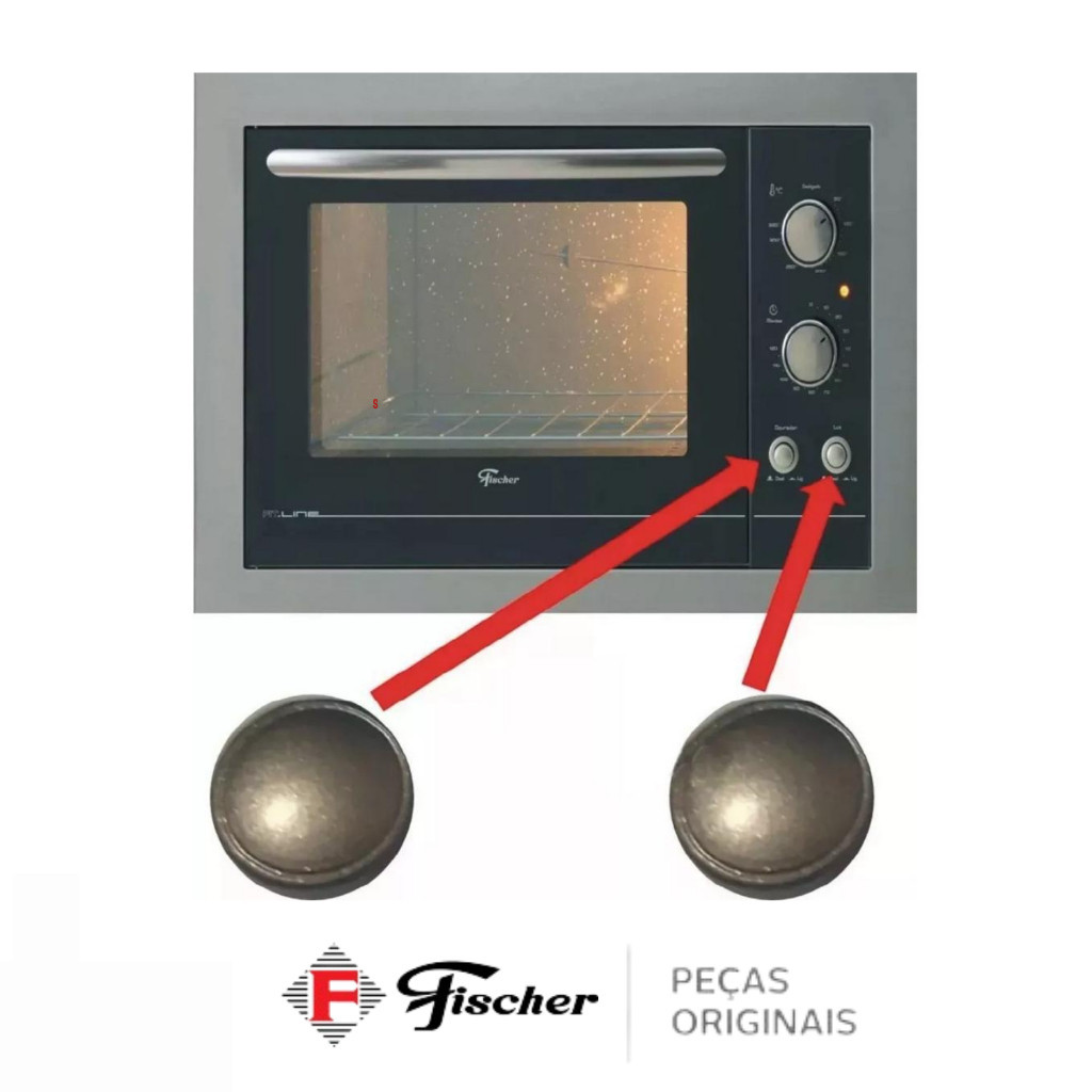 2 botões dourador e luz forno fischer fit line original