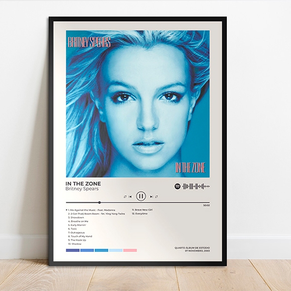 Quadro Placa MDF Spotify Britney Spears In The Zone Baby One More Time Oops!... I Did It Again Blackout Circus Glory
