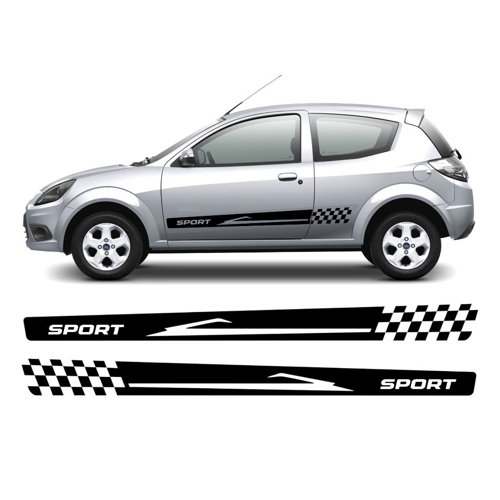 Adesivo Para Ford Ka Faixa Lateral Class Sport Tuning Par Personalizado Preto Brilho FD35
