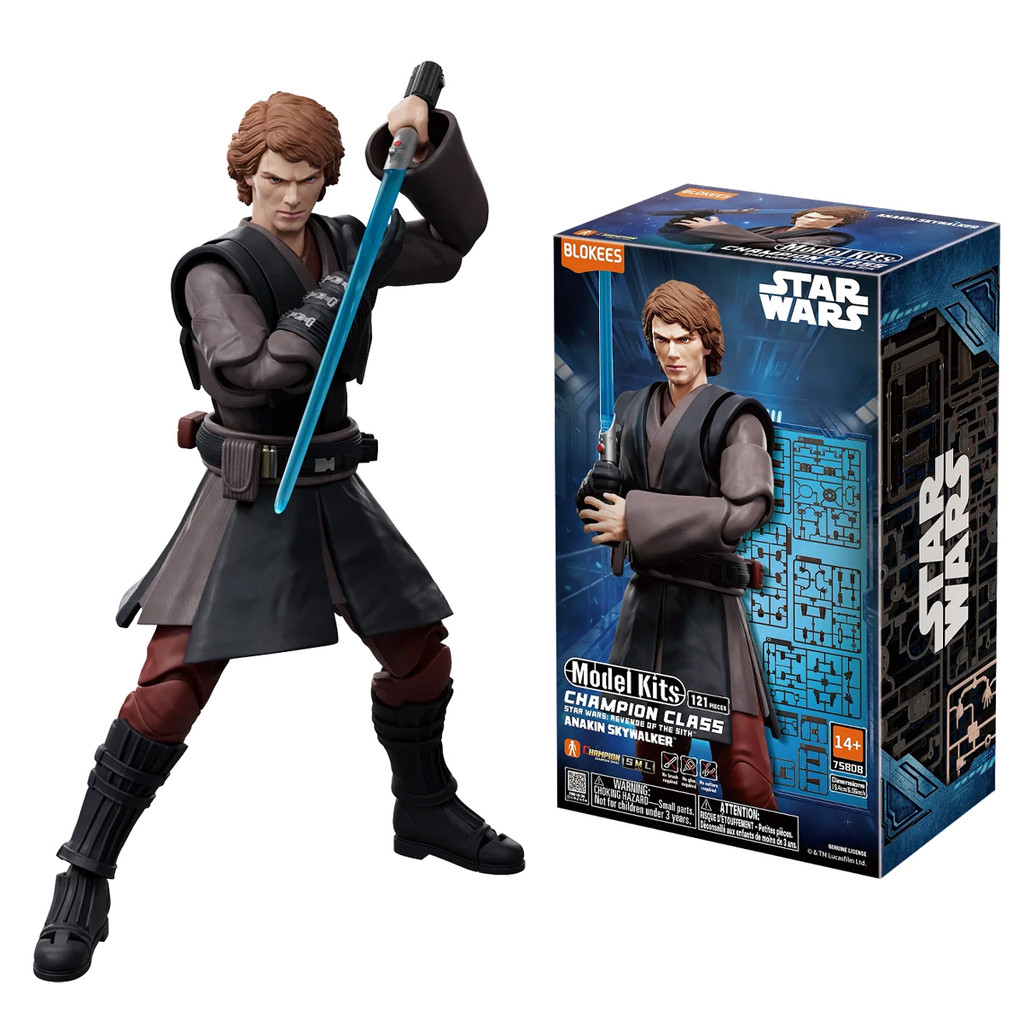 Boneco Articulado Montável Blokees Star Wars Champion Class Anakin Skywalker Colecionável Model Kit
