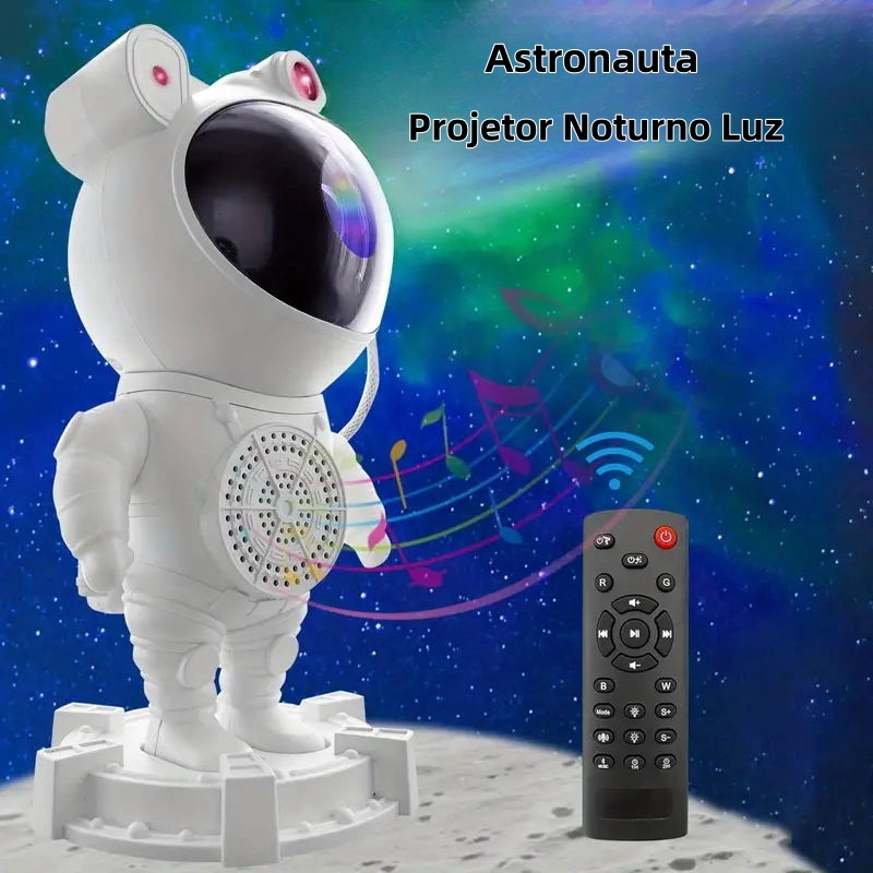 Astronauta Projetor Noturno Led Luz Lâmpada Com Controle Remoto Blutooth