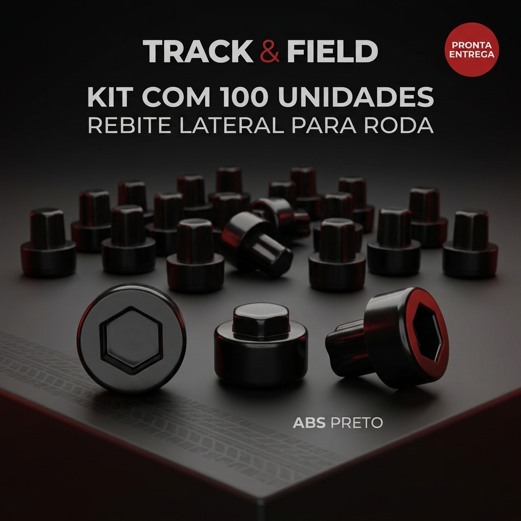 Kit Com 100 Peças Rebite Pino Parafuso Roda Track E Field Preto Material ABS