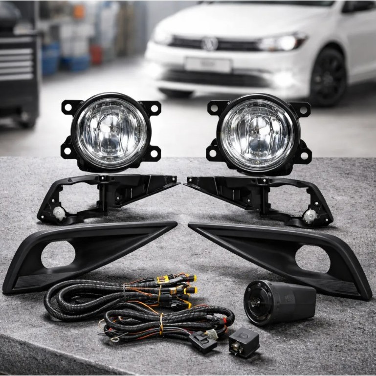 Kit Farol De Milha Polo Track A Partir 2023 Botão Original Neblina Serra Serração Farol Farolete Baixo Alto Noite Estrad