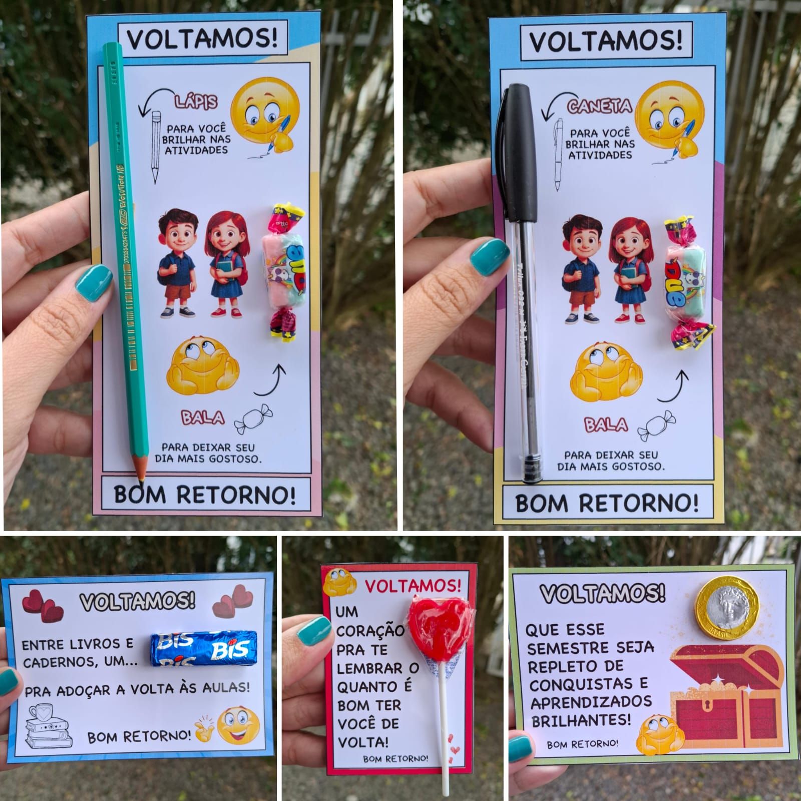 KIT CARTÕES EMOJIS – VOLTA ÀS AULAS ESTUDANTES