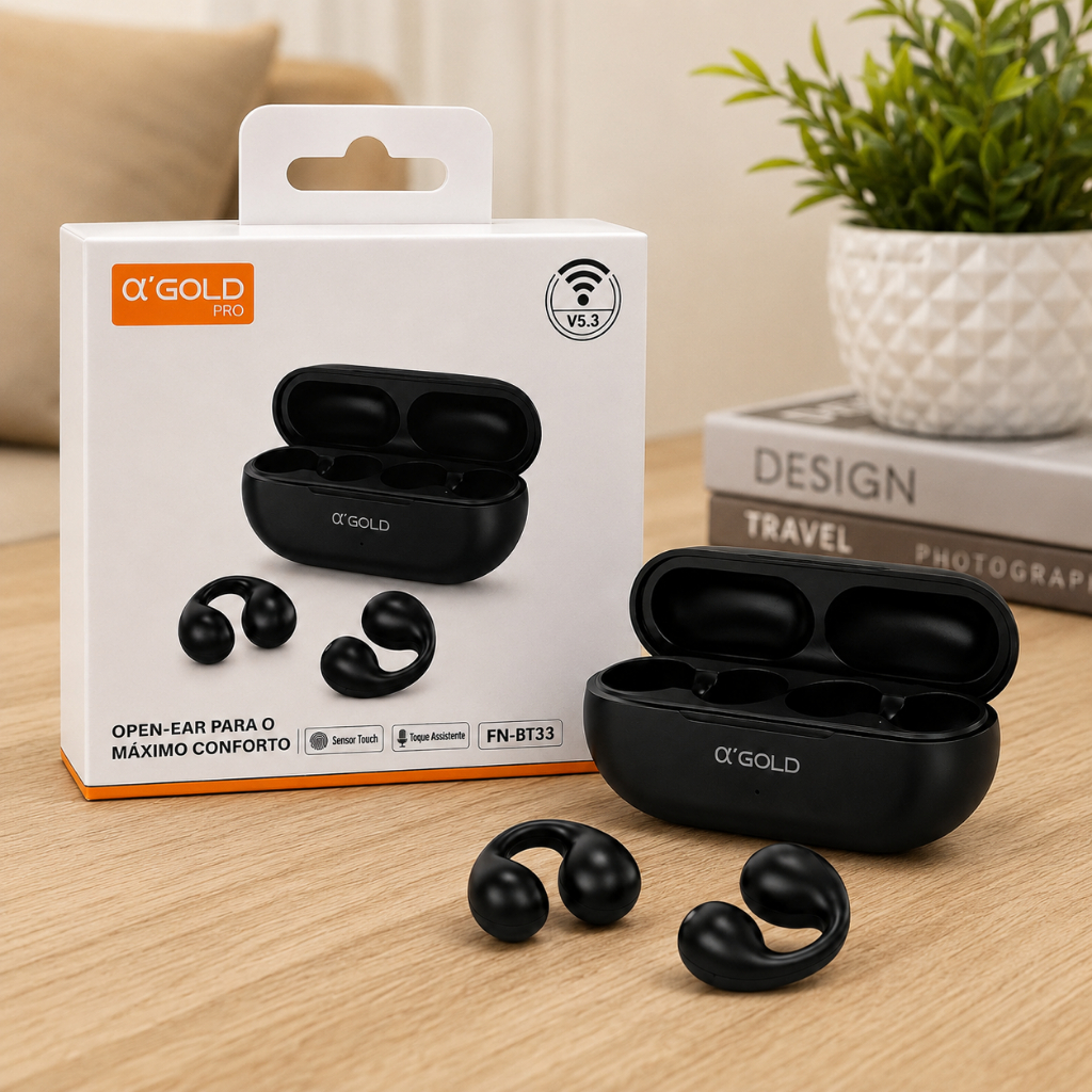 Fone Bluetooth 5.3 Sem Fio com Estojo de Carregamento Sensor Touch e Microfone