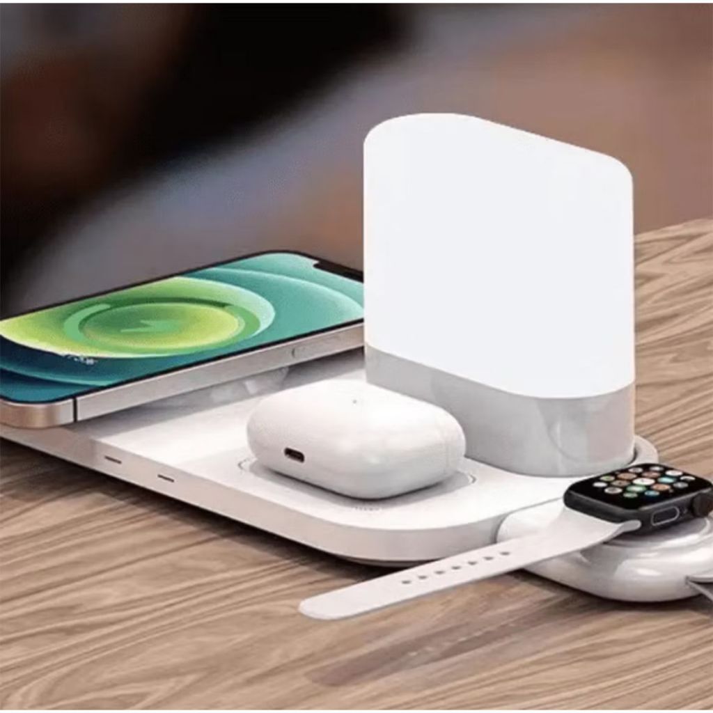Carregador Por Indução Sem Fio 15W 4 Em 1 Touch Com Abajur Para Celular FW05