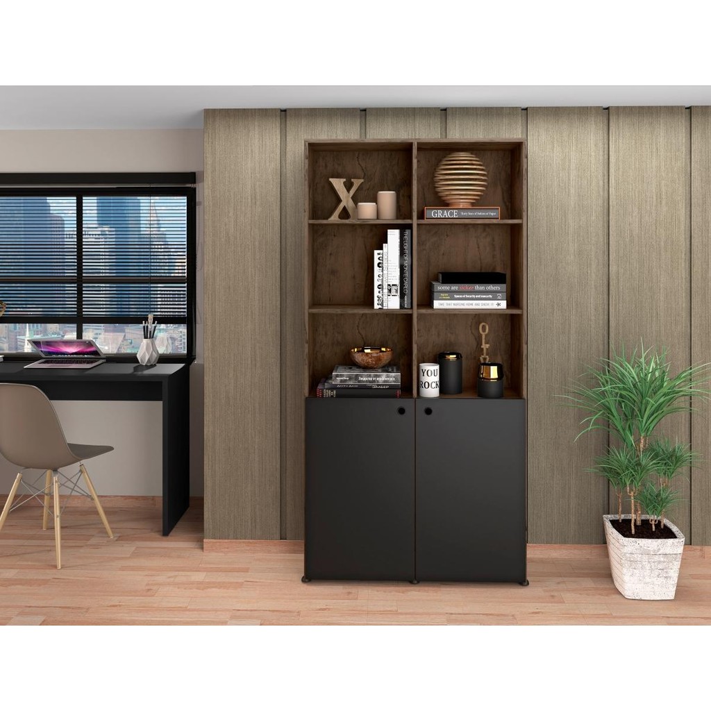 Estante para Livros 2 Portas Office Castani Hungria Bela Casa