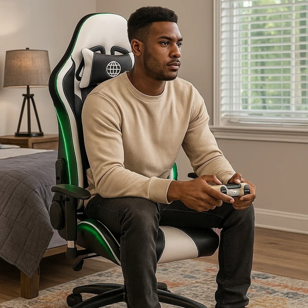 Cadeira Gamer Preta Ergonômica Reclinável Home Office Confortável