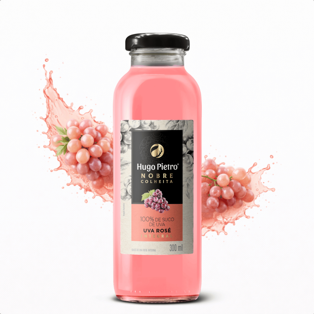 Suco de Uva Rosé Integral Hugo Pietro 300ml 100% Suco Sem Adição de Açúcar Natural