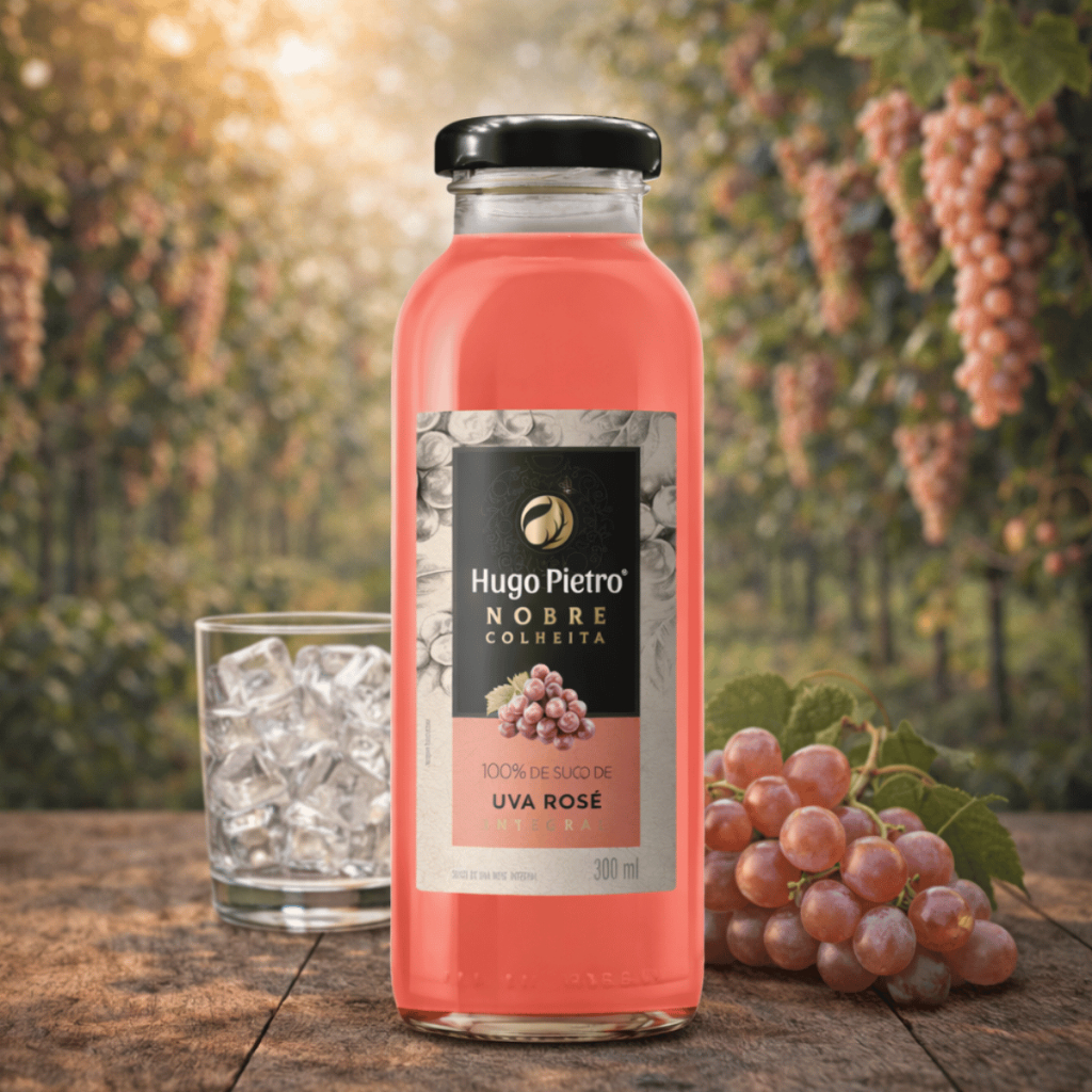 Suco de Uva Rose Hugo Pietro 300ml Integral Sem Álcool Sabor Suave Serra Gaúcha RS