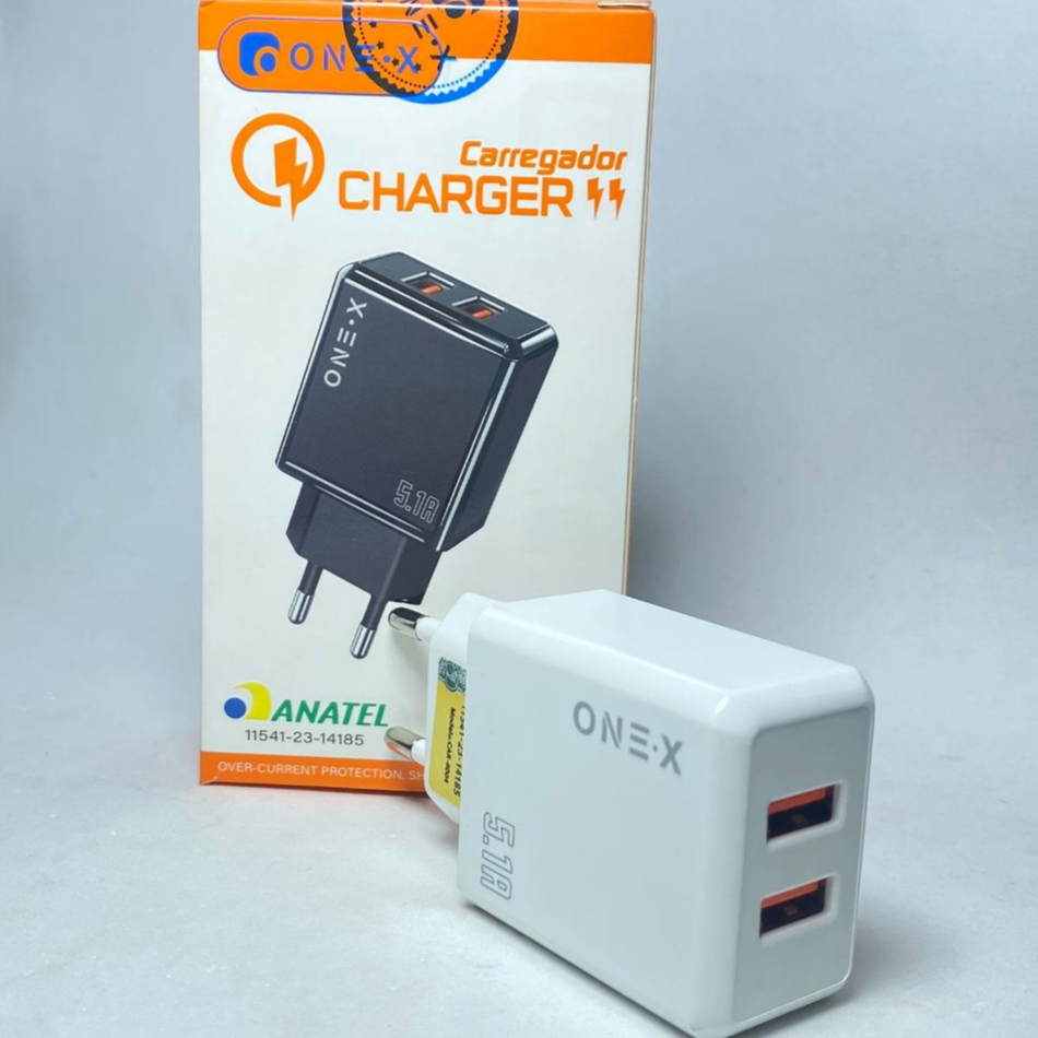 Carregador celular Rápido 2 USB 5.1A - CAR-3544 - ONEX