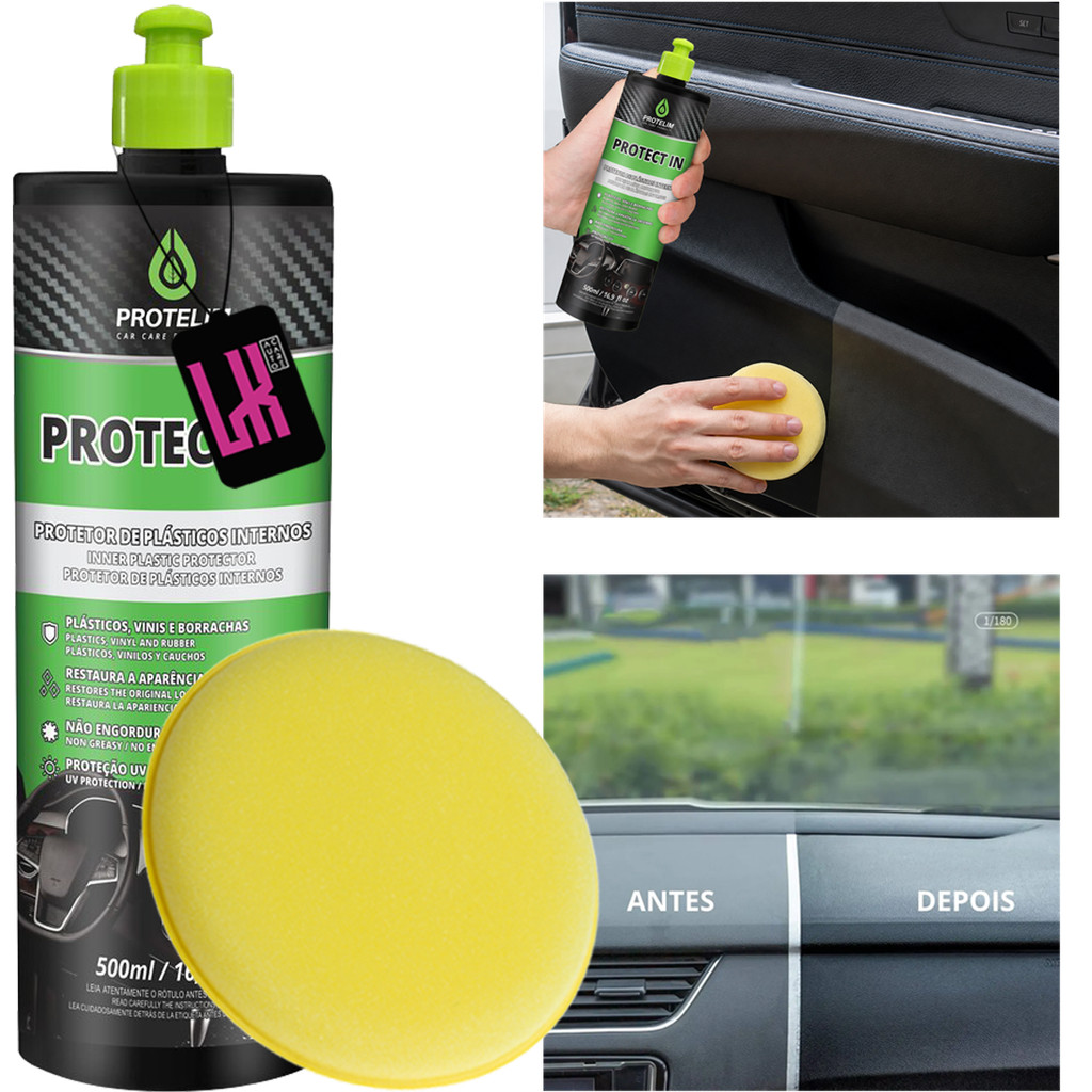 Protect In 500ml Protelim Condicionador Plastico Interno Painel Console Toque Seco