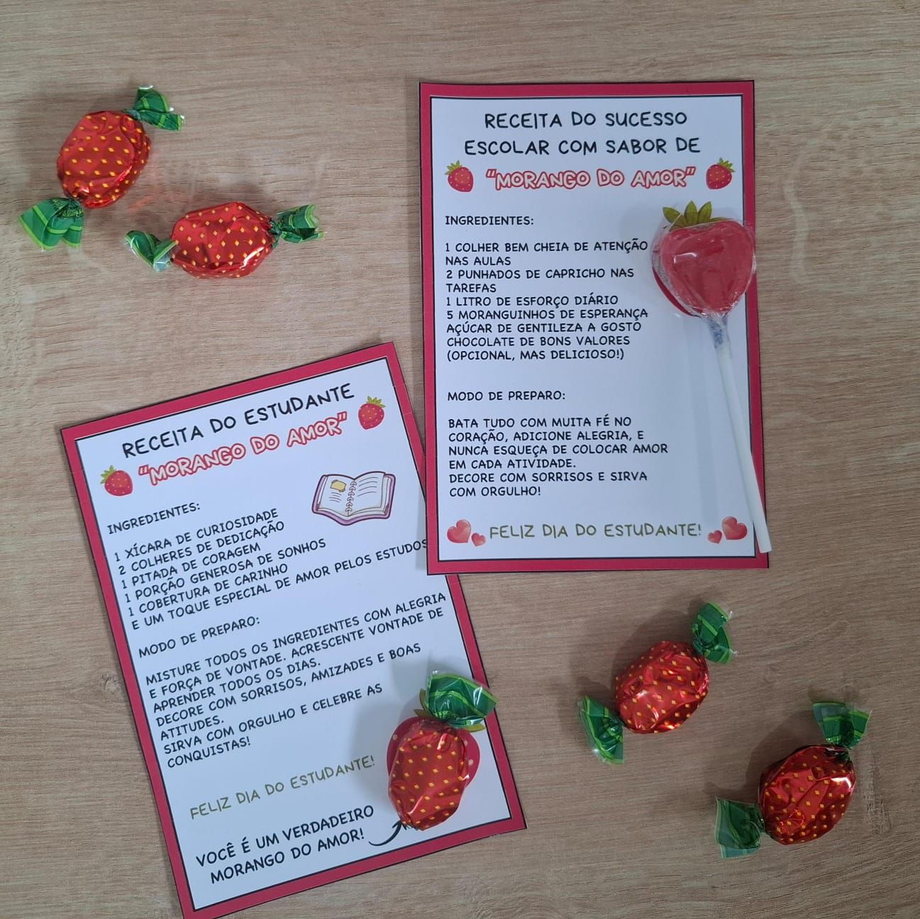 CARTÕES DIA DO ESTUDANTE – MORANGO DO AMOR ????