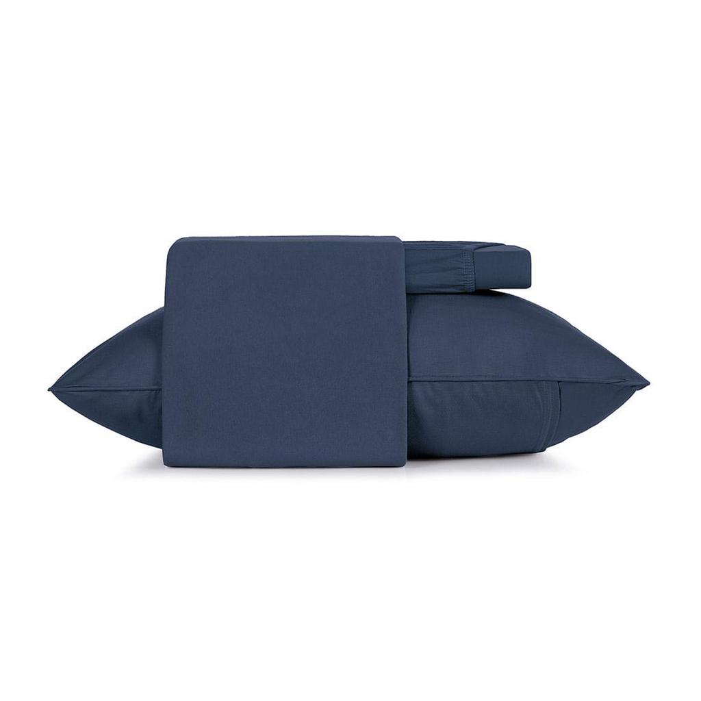 Jogo de Cama Casal Altenburg 4 Peças Malha Fio Penteado Azul Minimal