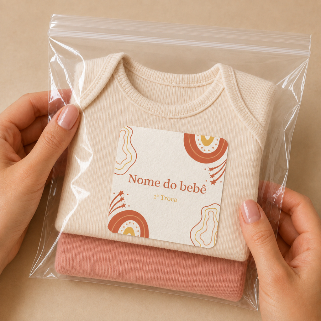 Kit 12 Adesivos Personalizados para Troca de Roupas do Bebê com Nome | Coleção Boho, Minimal & Moderninhos