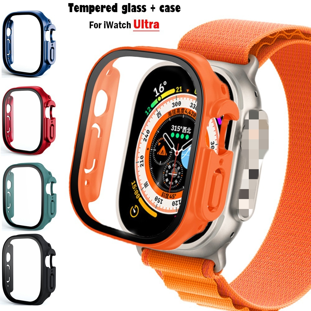 Para Relógio Apple Watch Ultra 49mm Acessórios Da Caixa De Vidrobumper Screen Protector Tempered Lid