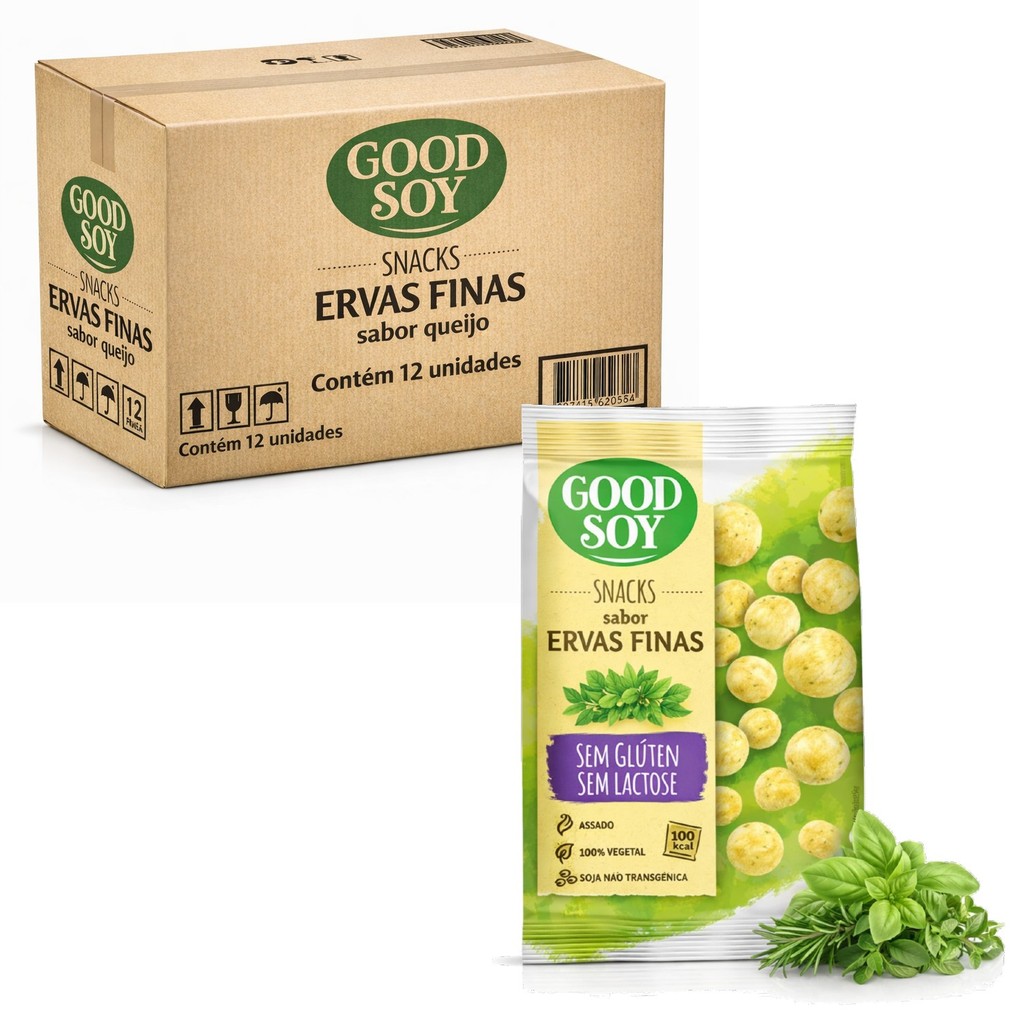 Kit 12 Snacks de soja GOODSOY s/ Gluten Ervas Finas 25g