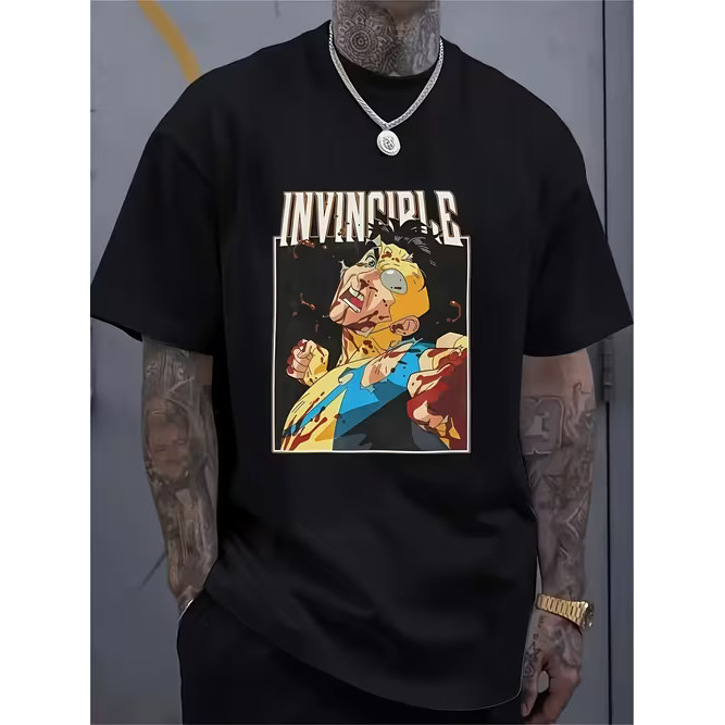 Camiseta Masculina Feminina Oversized Estampa Invincible Mark Grayson Super-Herói Sangrento T-shirt Streetwear
