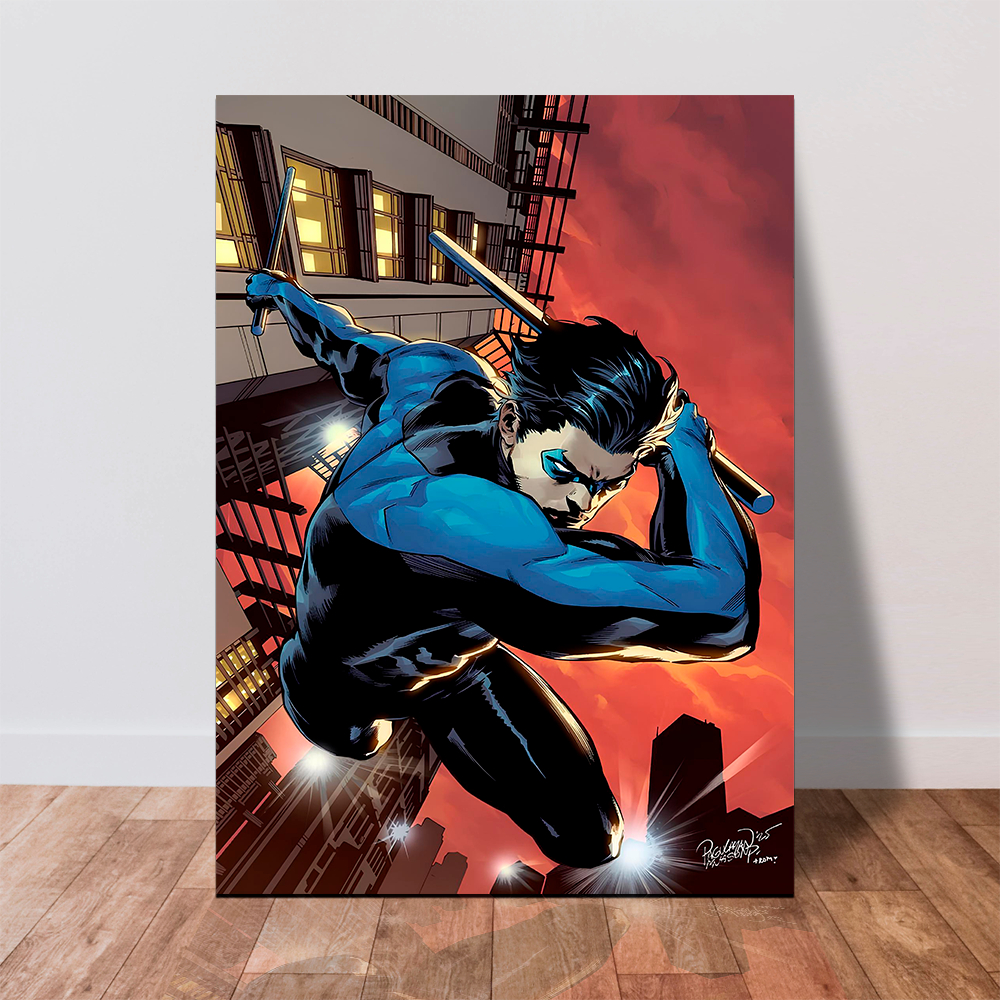 Quadro/Placa Decorativa Asa Norturna e Capuz Vermelho HQ 21x29 Dick Grayson/Jason Todd