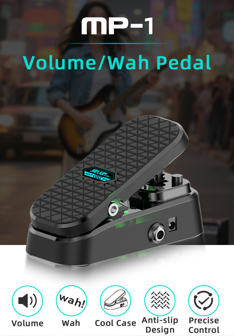 Controlador de Pé Dual Mode JAMJUM MP 1, Pedal Wah/Volume, Indicador LED de Duas Cores, Superfície Antiderrapante