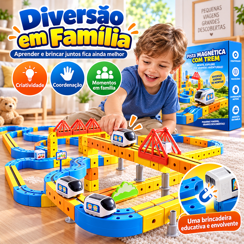 Electric Train Track Magnetic Train Kit 80/160/240/320 Pieces 3D Building Blocks USB Rechargeable Brinquedos Infantis
