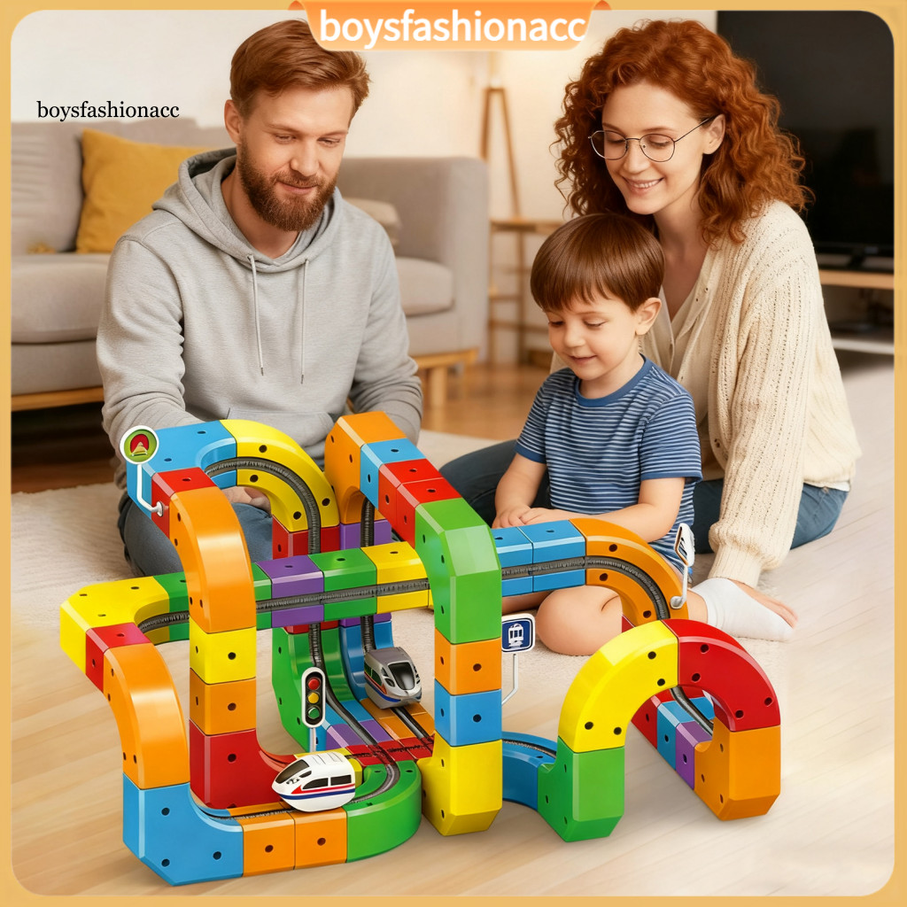 51/81/123pcs Magnetic Train Track Set for Kids – Diy Gravity-defying Electric Rail Toy Stem Educational Building Kit T