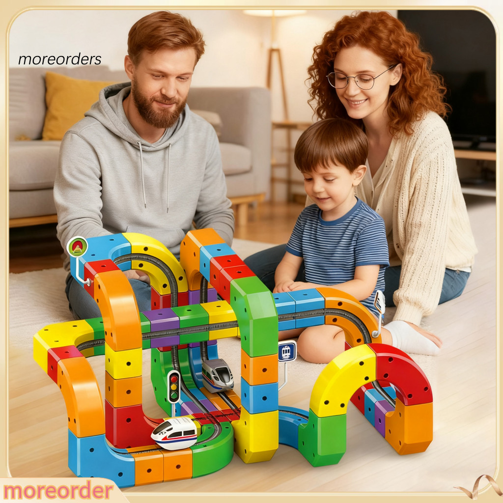 51/81/123pcs Magnetic Train Track Set for Kids Diy Gravity-defying Electric Rail Toy Stem Educational Building Kit Toddl