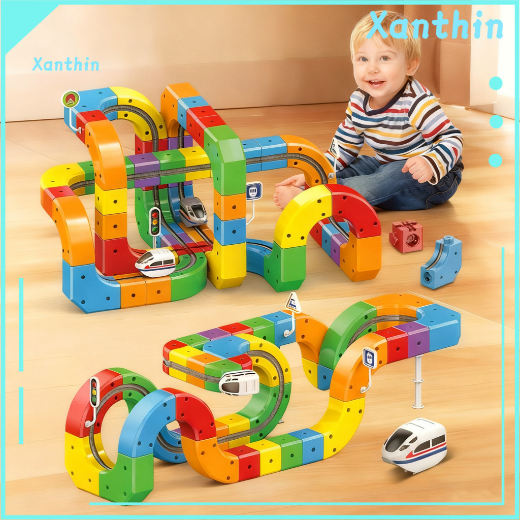 Gravity-defying Train Set Electric Playset 51/81/123 Pcs Magnetic Track Toy for Kids – Diy Rail Building Kit Education
