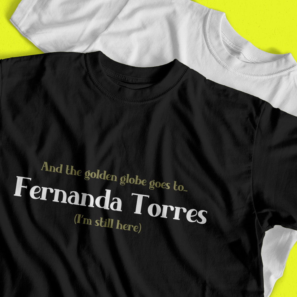 Camiseta Golden Globes Fernanda Torres de Algodão Unissex