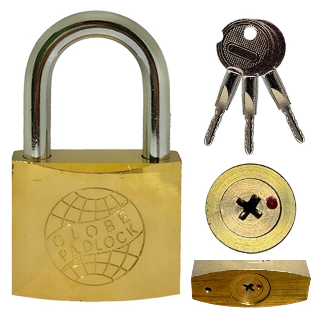Cadeado pequeno 38mm Globe antifuro robusto resistente 3 chaves tetra original prevenção antifurto