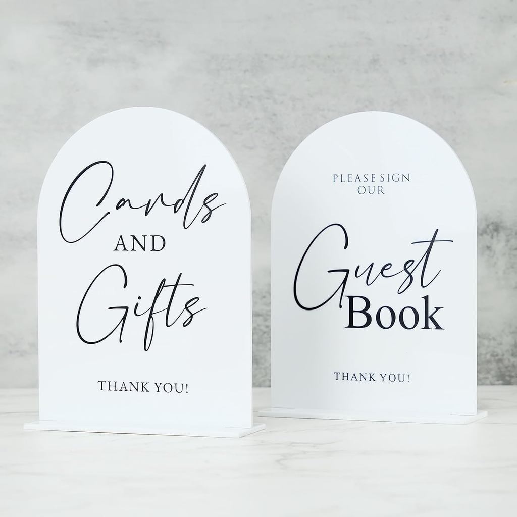 Set of 2 White Acrylic Wedding Signs, 5