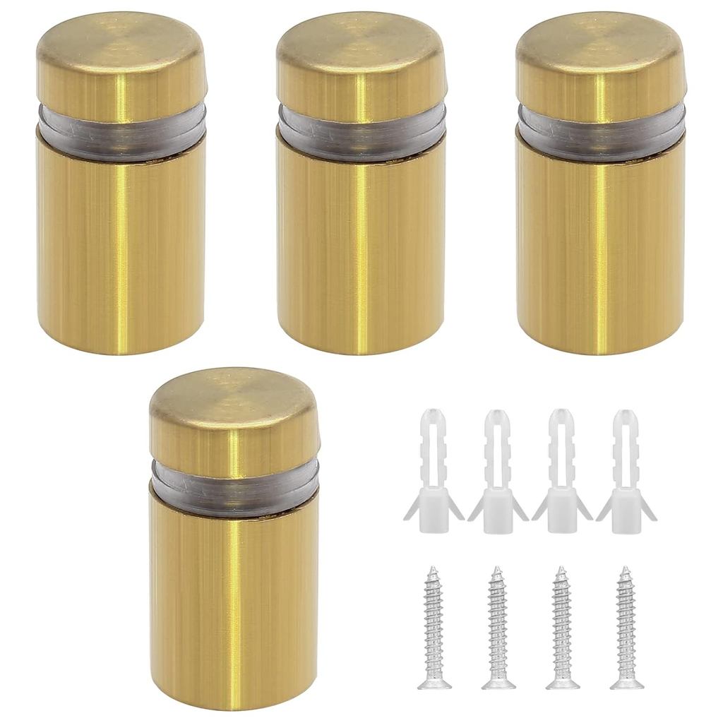 Bonsicoky 4 Sets Golden Stainless Steel Standoff Screws, Wall Mounting Sign Standoff Hardware for Hanging Acrylic Glass