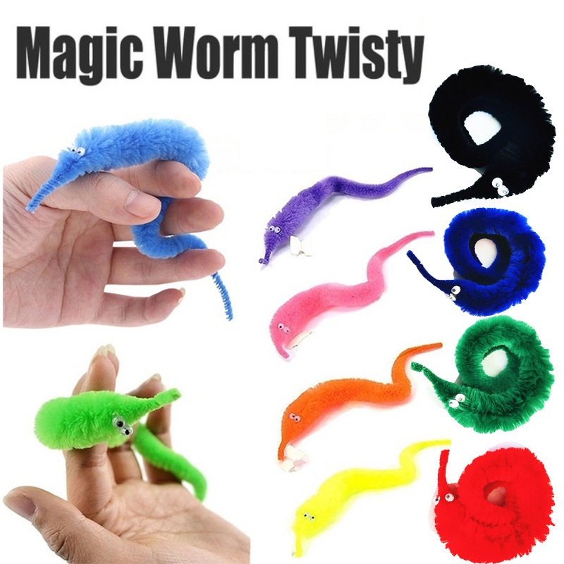 Finger Toy Magic Twisty Fuzzy Worm Wiggle Moving Sea Horse Kids Close-up Street Comédia Truques Mágicos Brinquedos De Estimação