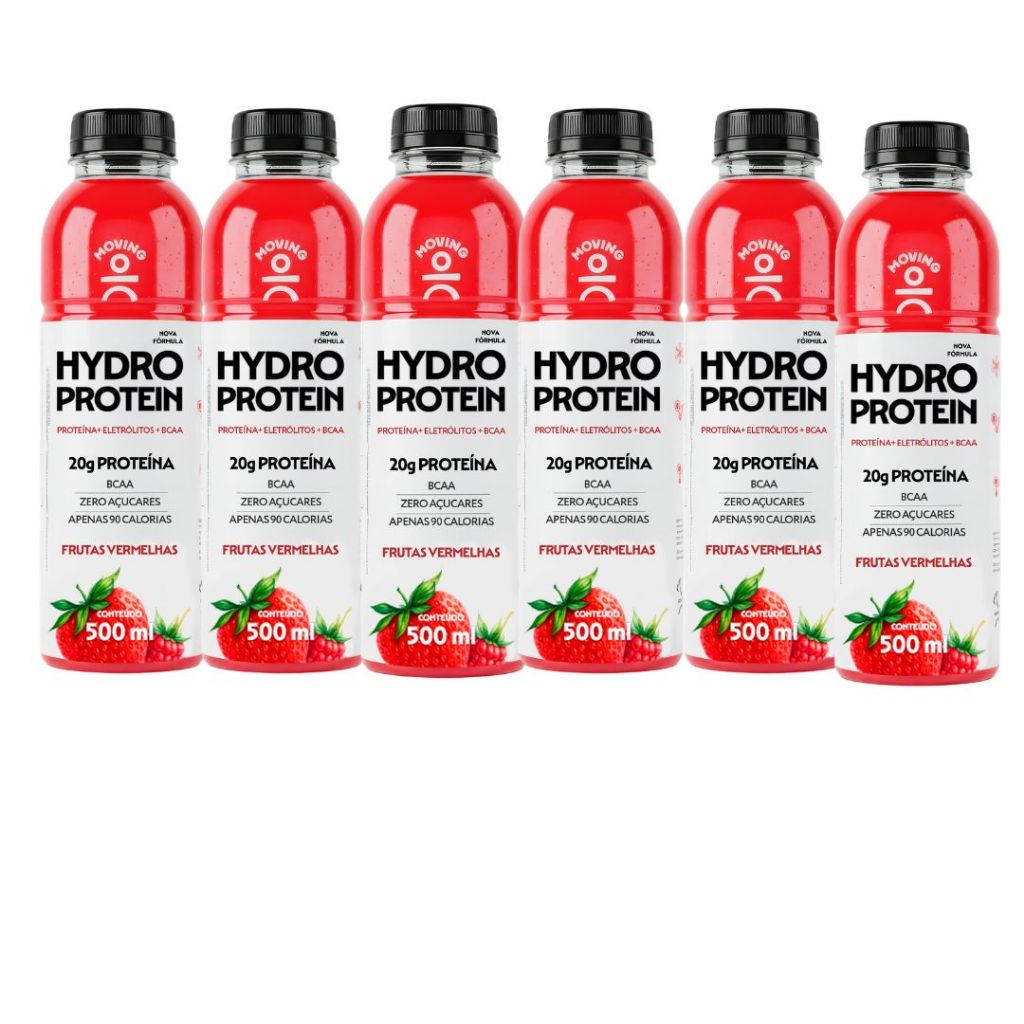 Moving Hydro Whey Protein 20g de proteínas Pack 6x500ml Frutas Vermelhas