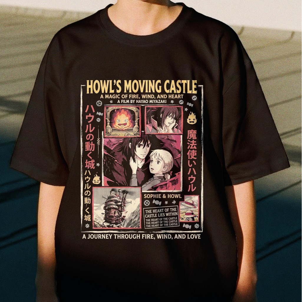 Camiseta Masculina Feminina Estampa Howl's Moving Castle Studio Ghibli T-shirt Unissex Streetwear Envio Imediato
