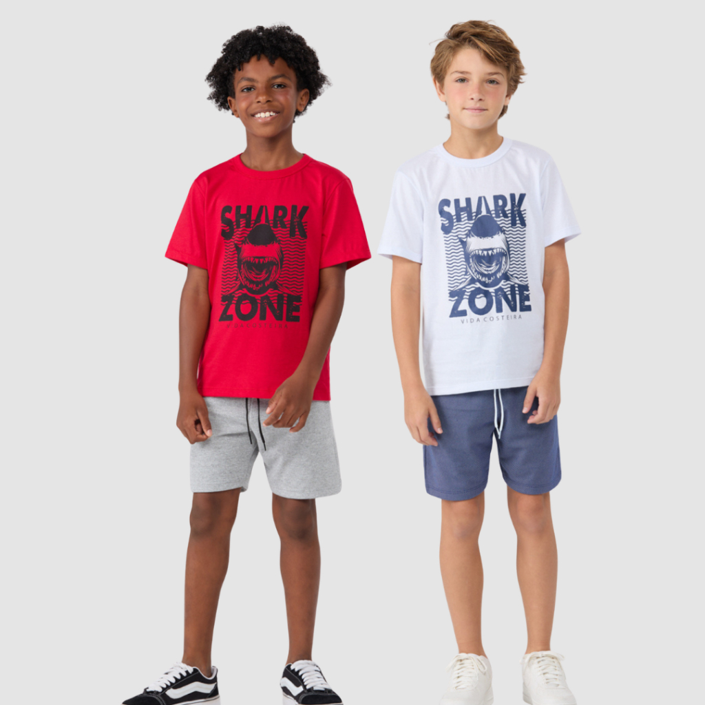 Conjunto Infantil Masculino de Verão Shark Zone