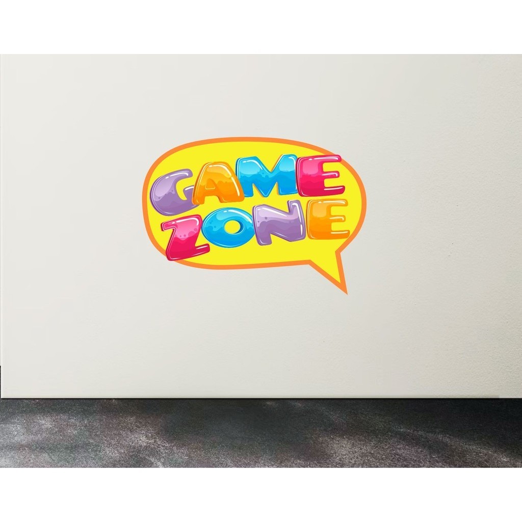 Adesivo de Parede Game Zone Espaço Kids e Brinquedoteca Papel de Parede Auto Colante Decalque