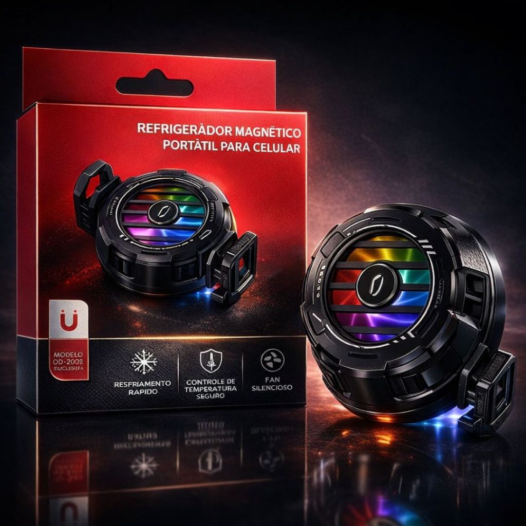 Refrigerador Magnético De Telefone Ventilador RGB Leve E Portátil