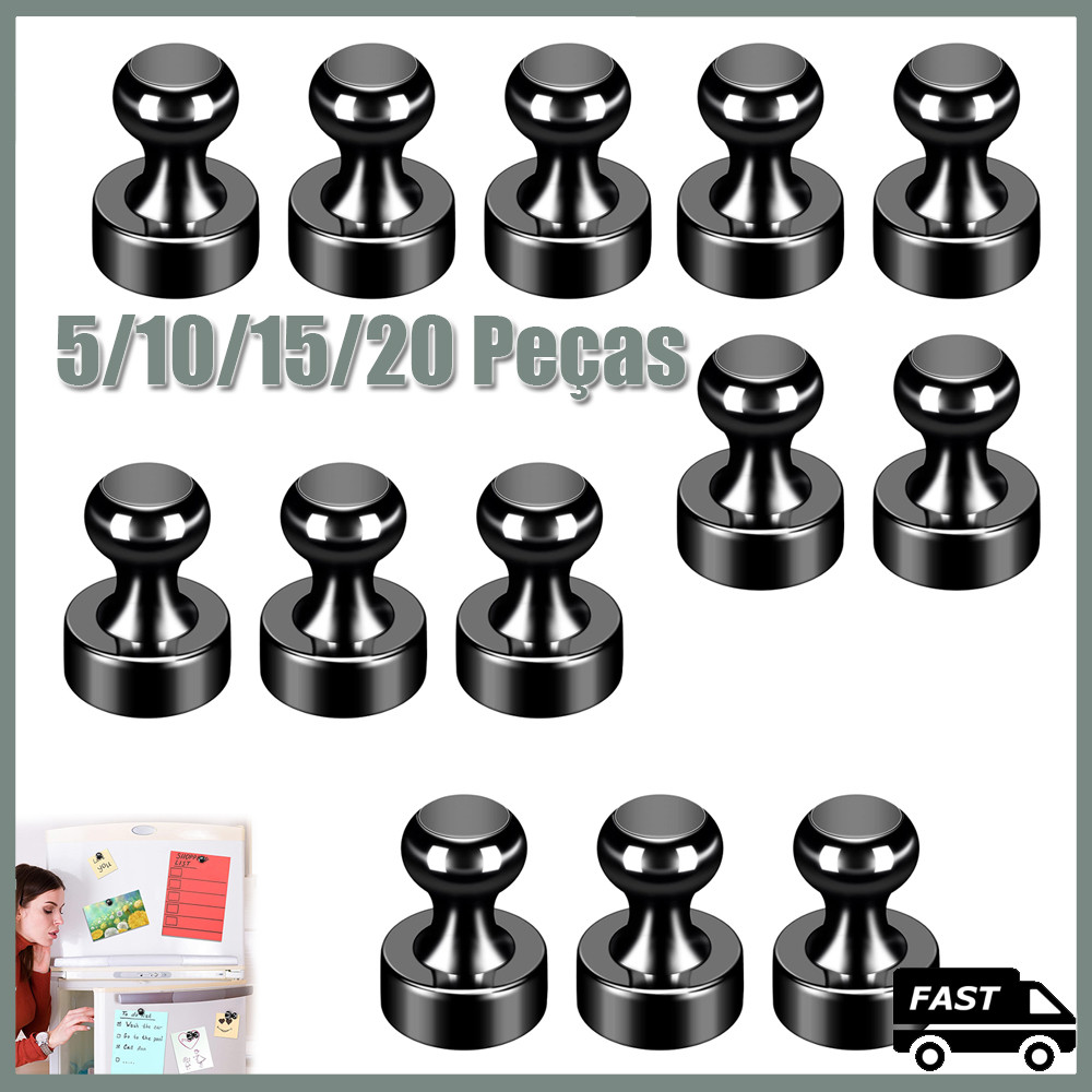 5/10/15/20 Preto Pinos De Pressão Magnéticos PCS Super Fortes De Aço Durável Para Quadro Branco Do Refrigerador