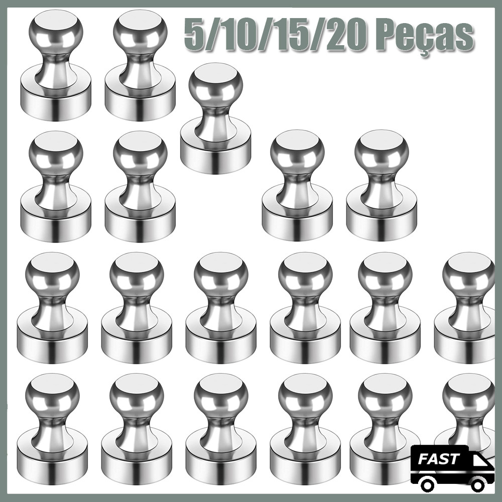 5/10/15/20 Prata Pinos De Pressão Magnéticos PCS Super Fortes De Aço Durável Para Quadro Branco Do Refrigerador