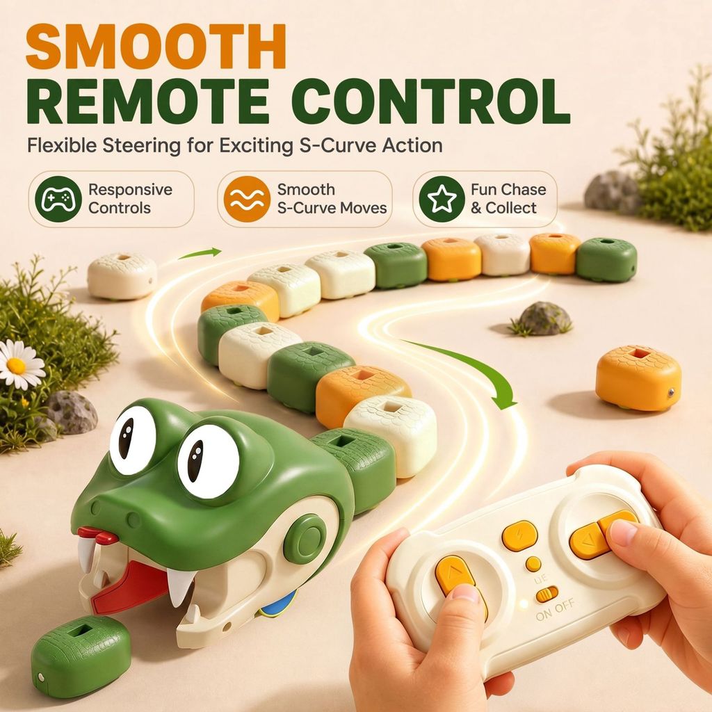 Children's remote-controlled magnetic snake, 2-person battle, adjustable speed, movable eyes, Christmas gift